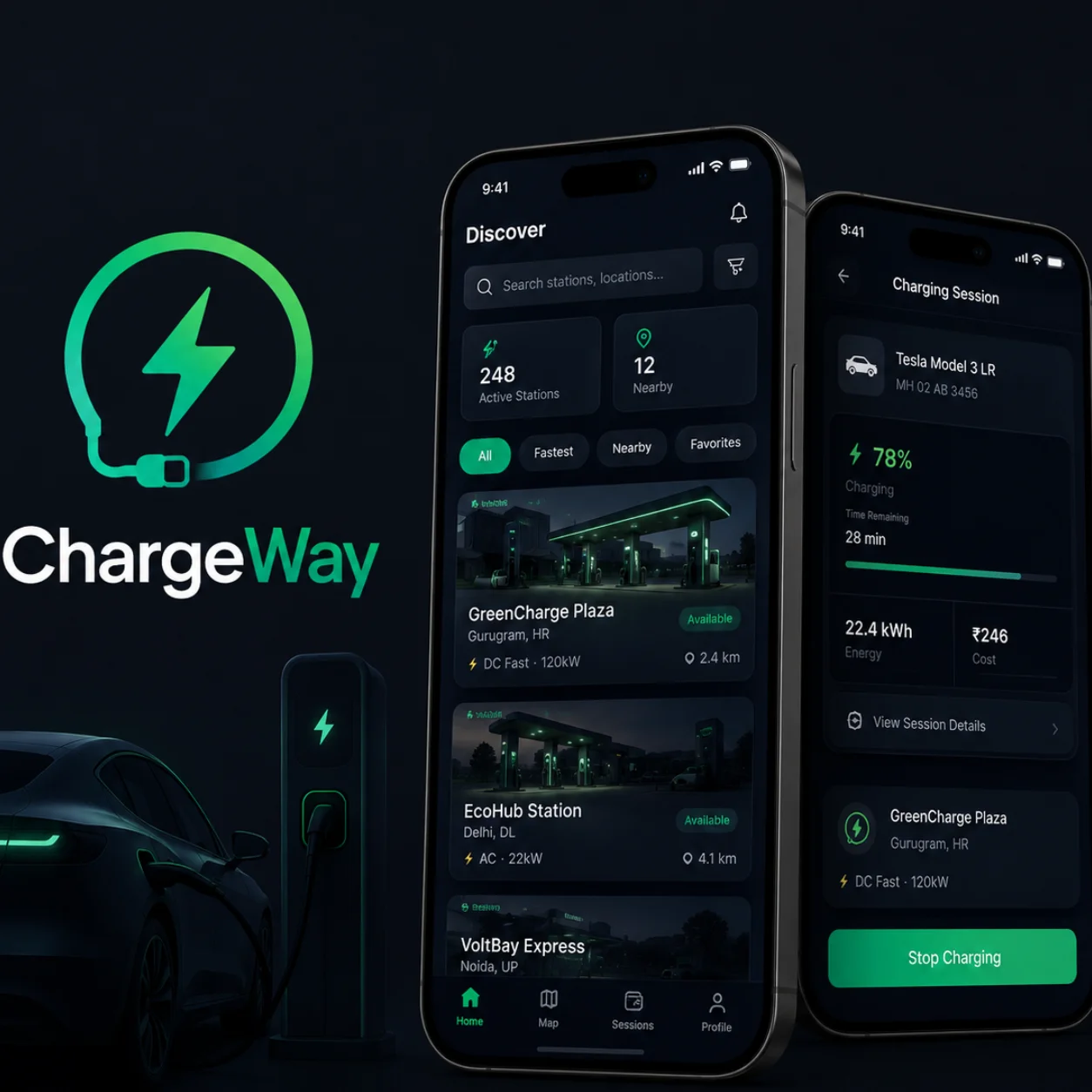 ChargeWay — EV charging app cover