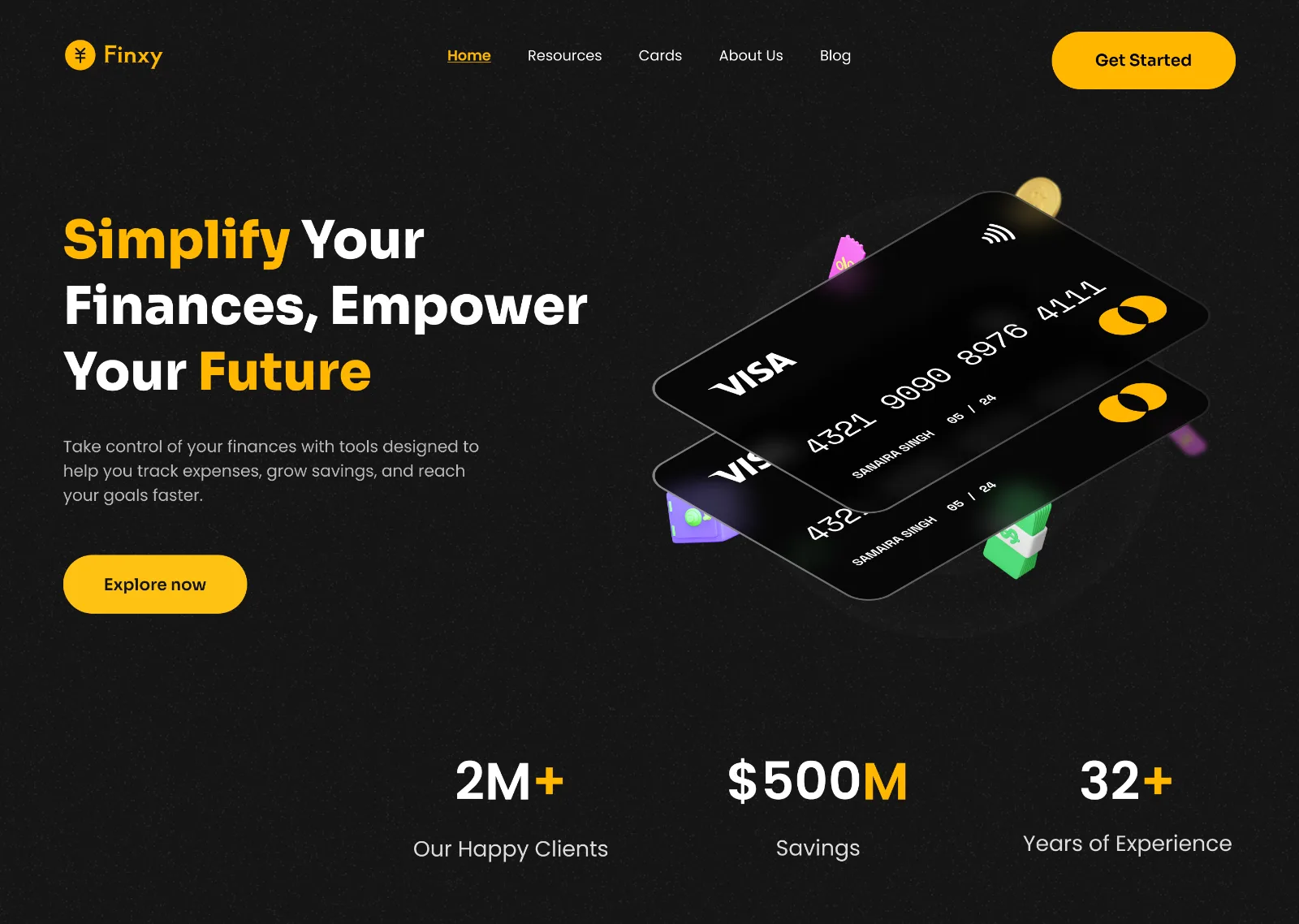 Finxy — finance landing page