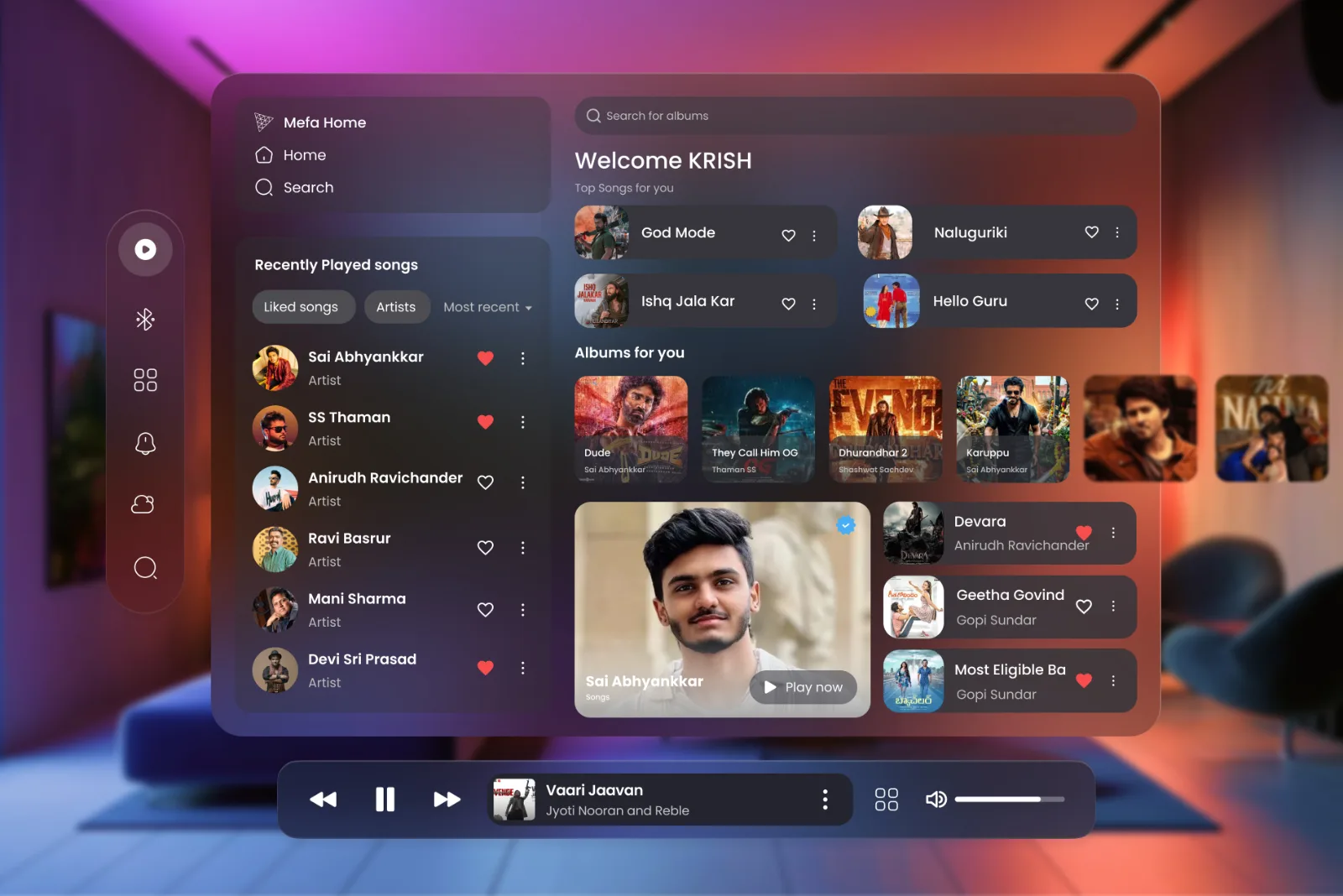 Mefa — spatial music player